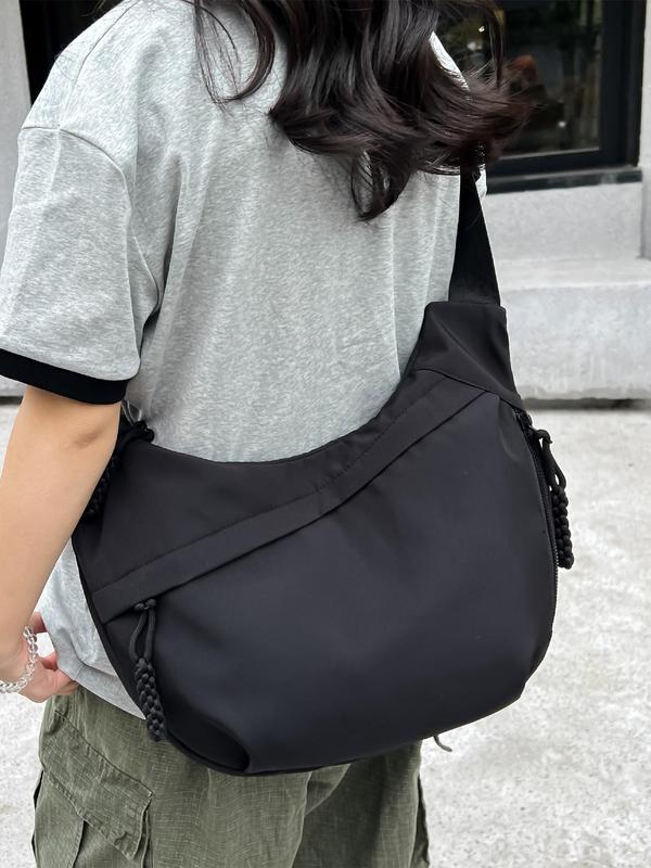 Women's Solid Color Hobo Bag, Multi-pocket Detail Zipper Crossbody Bag, Fashionable Casual Shoulder Bag for Daily Used, Trendy All-match Commuter Bag