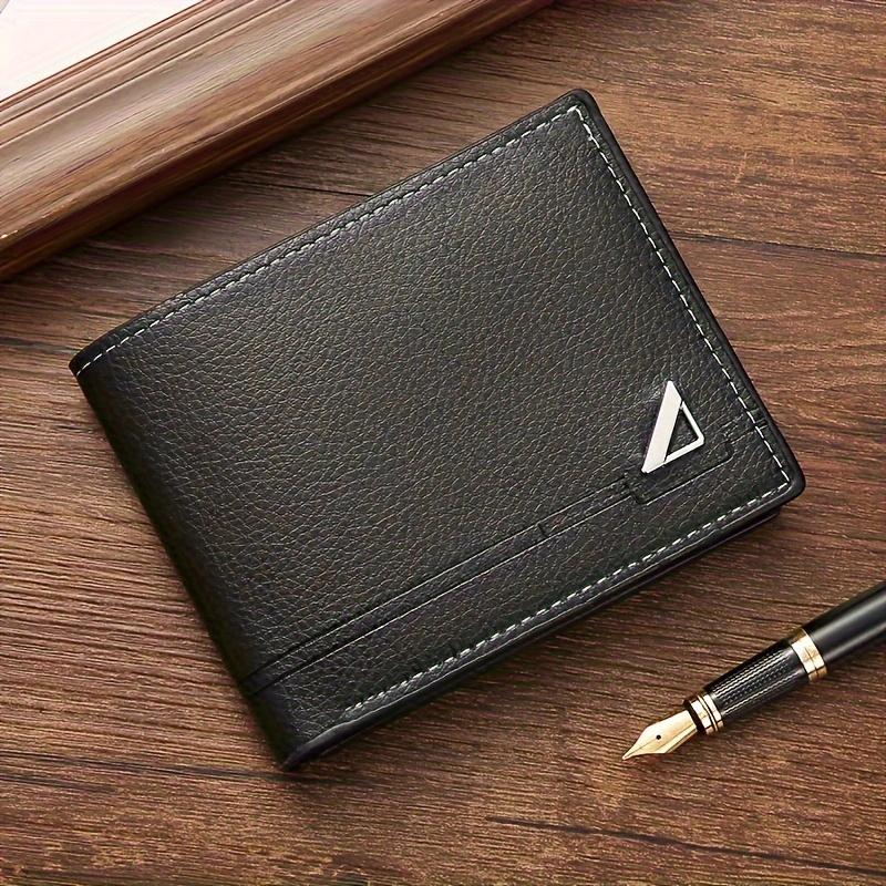 1pc Large Capacity Men's Business Casual Wallet, Soft Horizontal PU Leather Money Clip with Fashion Design