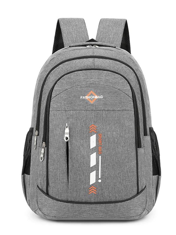 Letter Pattern Zipper Backpack, Business Laptop Backpack, Student Bag, Laptop Bag for Men & Women