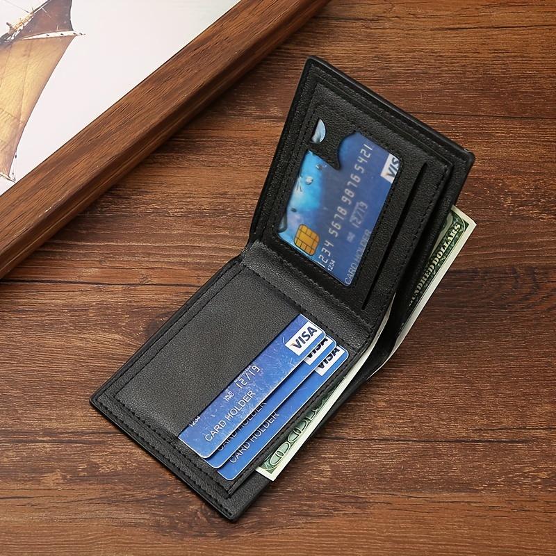 1pc Large Capacity Men's Business Casual Wallet, Soft Horizontal PU Leather Money Clip with Fashion Design