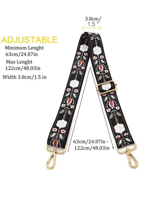 Vintage Floral Pattern Bag Strap, Adjustable Shoulder Strap for Women's Bag, Fashion Bag Accessories for Daily Use