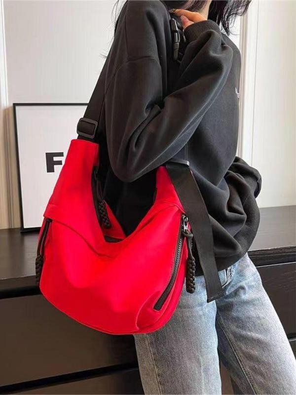 Women's Solid Color Crossbody Bag, Fashionable Large Capacity Shoulder Bag for Daily Used, Casual Trendy Versatile High-quality Daily Commuting Bag, Girl Fashionable Shopping Bag