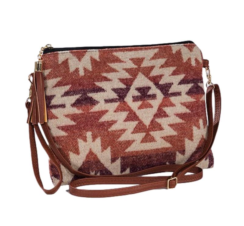 PacificPlex Womens Western Southwestern Saddle Blanket Navajo Native American Print Crossbody Clutch Bag Everyday Crossbody