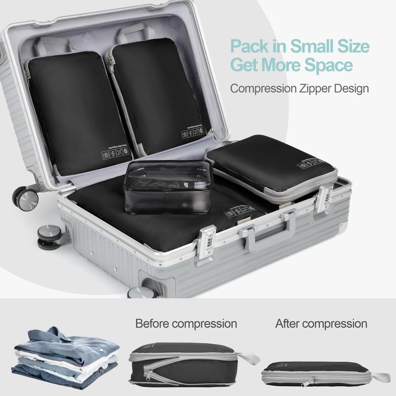 Compression Packing Cubes for Travel - 6 set Travel Bags Luggage Organizers Travel Essentials Compression Cubes for Carry on Suitcases