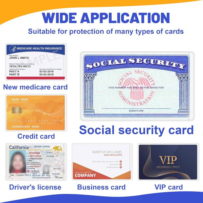 10 PCS Social Security Card Protector Sleeves New Medicare Card Protector Sleeve Credit Card Holder,31 Mil Soft Clear Plastic Card Sleeves, Waterproof SSN Card Protector Ramota