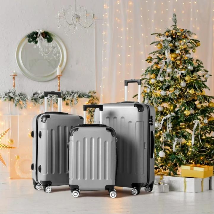 [Hot Sale] Zimtown Hardside Lightweight Spinner Gray 3 Piece Luggage Set with TSA Lock