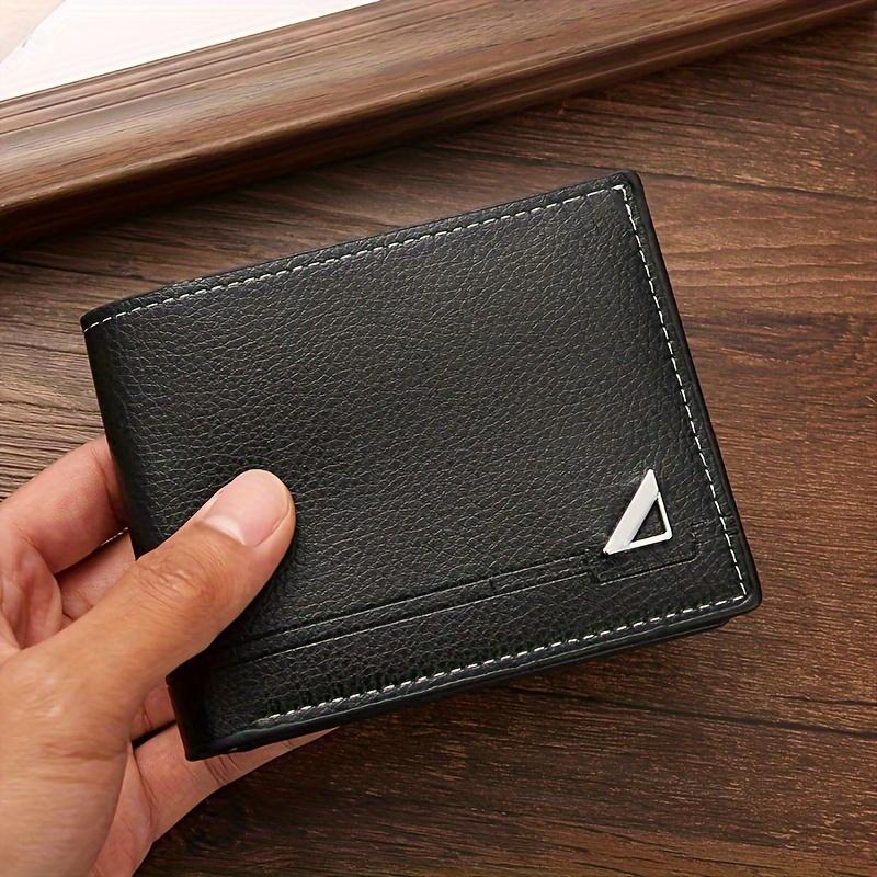 1pc Large Capacity Men's Business Casual Wallet, Soft Horizontal PU Leather Money Clip with Fashion Design