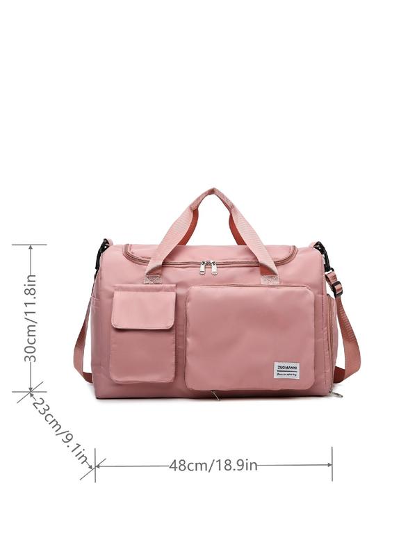 2024 Summer Casual Letter Label Large Capacity Waterproof Travel Bag, Lightweight Zipper Gym Bag for Daily Used, Multi-pocket Sports Bag for Men & Women