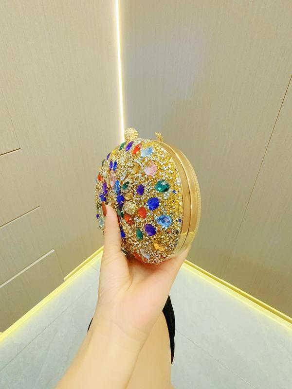 Women's Elegant Multicolor Rhinestone Evening Bag Wedding Shoulder Bag Party Prom Wallet Sparkly Clutch Purse