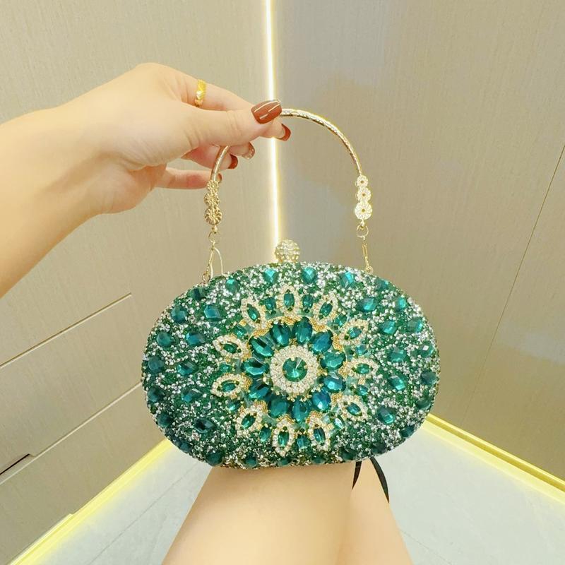 Women's Elegant Multicolor Rhinestone Evening Bag Wedding Shoulder Bag Party Prom Wallet Sparkly Clutch Purse