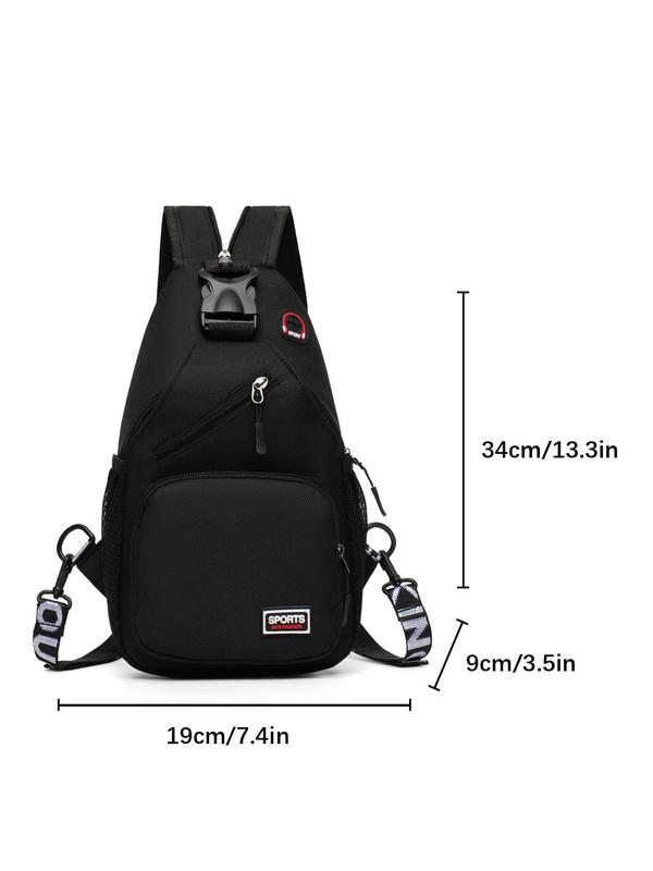 Men's Casual Plain Zipper Belt Bag, Multi-pocket Sling Backpack, Travel Hiking Daypack with Zipper Strap