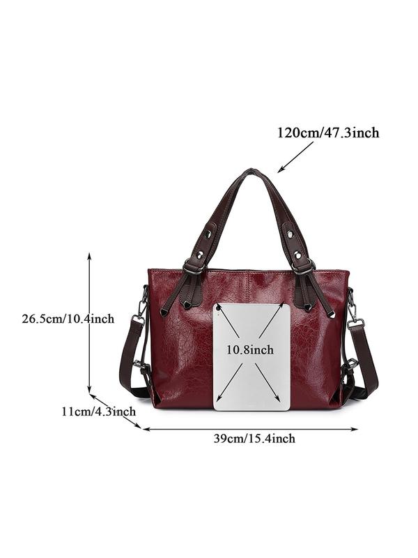 Women's Fashionable Solid Color Textured Handbag, Casual PU Leather Zipper Crossbody Bag for Daily Used, Trendy Versatile High-quality Daily Commuting Bag