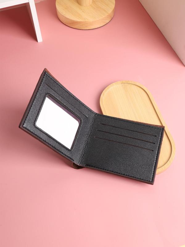 Men's Simple Plain Pu Card Holder, Vintage Casual Business Short Wallet for Daily Used, Portable Bifold Wallet