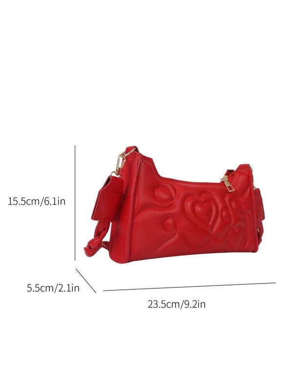 Heart-shaped Quilted Design Shoulder Bag,  Casual Versatile Pu Leather Shoulder Bag with Twist Strap, Female All-match Trendy Bag for Daily Used