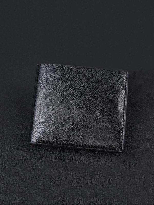 Men's Simple Plain Pu Card Holder, Vintage Casual Business Short Wallet for Daily Used, Portable Bifold Wallet