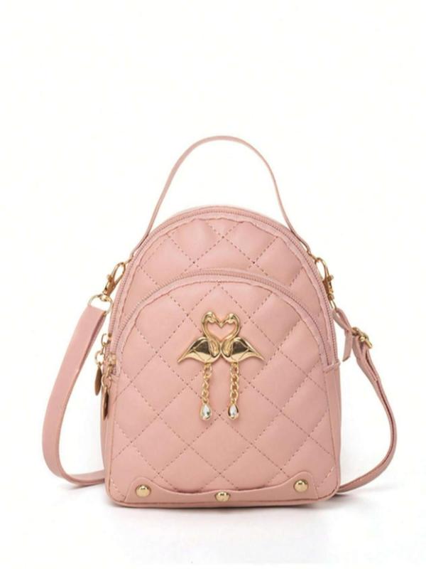 Fashionable Quilted Backpack,  Casual Pu Leather Zipper Backpack for Women & Girls, Casual Trendy Versatile High-quality Daily Commuting Bag