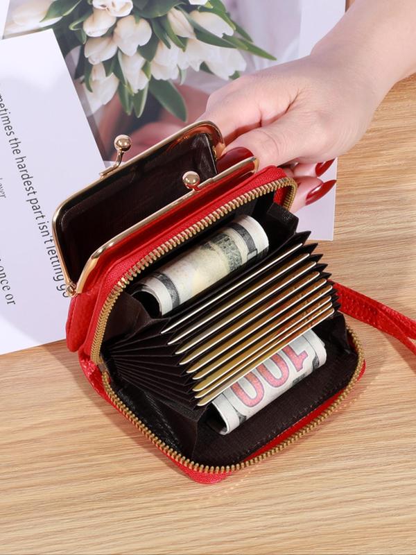 Women's Elegant Zipper Short Wallet, Fashionable PU Leather Coin Purse, Casual Trendy Versatile High-quality Daily Wallet