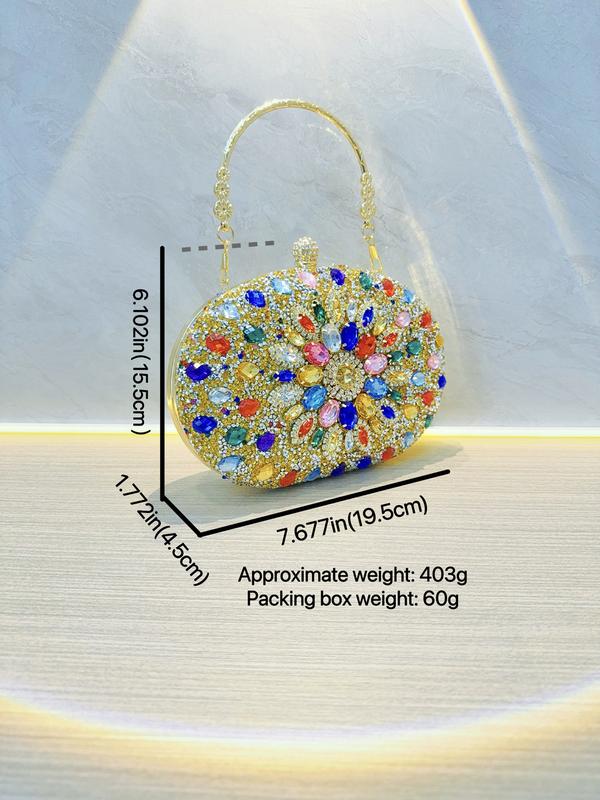 Women's Elegant Multicolor Rhinestone Evening Bag Wedding Shoulder Bag Party Prom Wallet Sparkly Clutch Purse