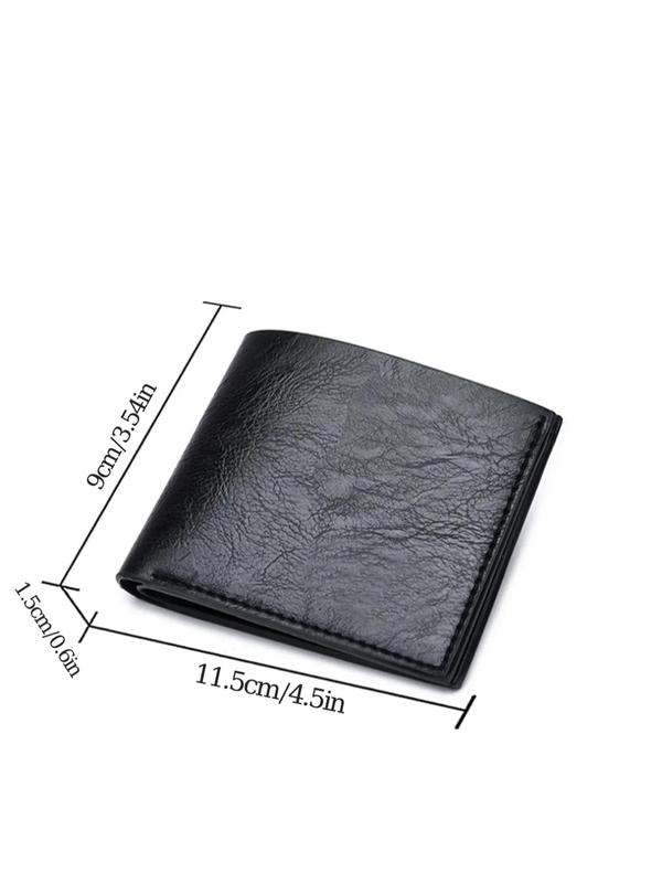 Men's Simple Plain Pu Card Holder, Vintage Casual Business Short Wallet for Daily Used, Portable Bifold Wallet