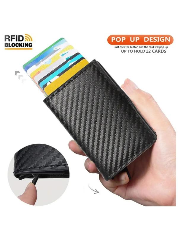 Men's Simple Plain Pu Leather Card Holder, Purse Trends 2024 Multi-functional Anti-rfid Blocking Id Credit Card Holder