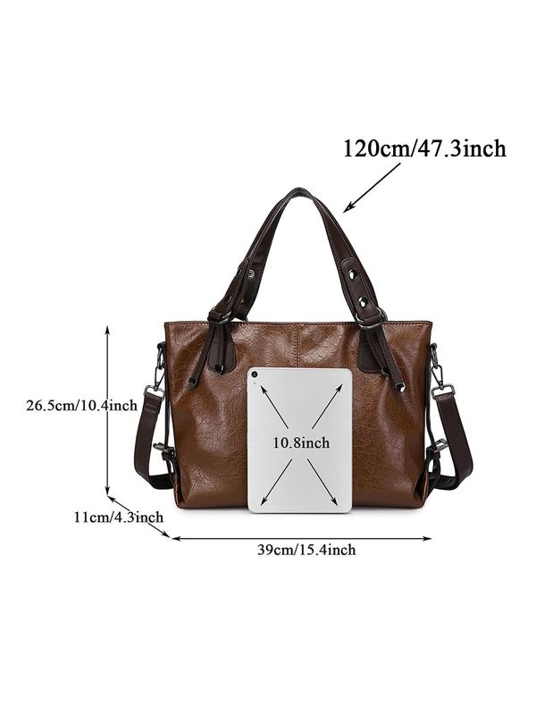 Women's Fashionable Solid Color Textured Handbag, Casual PU Leather Zipper Crossbody Bag for Daily Used, Trendy Versatile High-quality Daily Commuting Bag