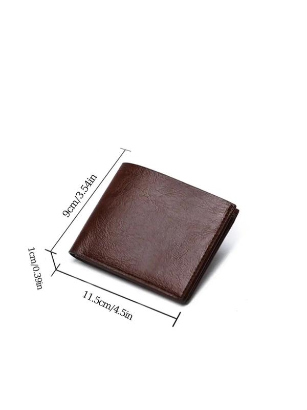 Men's Simple Plain Pu Card Holder, Vintage Casual Business Short Wallet for Daily Used, Portable Bifold Wallet