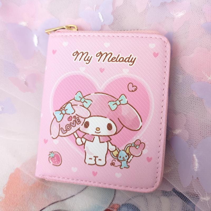 Sanrio Japanese Characters Wallets,Happy Time Wallets, Anime Short Cardholders for Everyday Use, Cinna, Kuro, Pochac, Melody