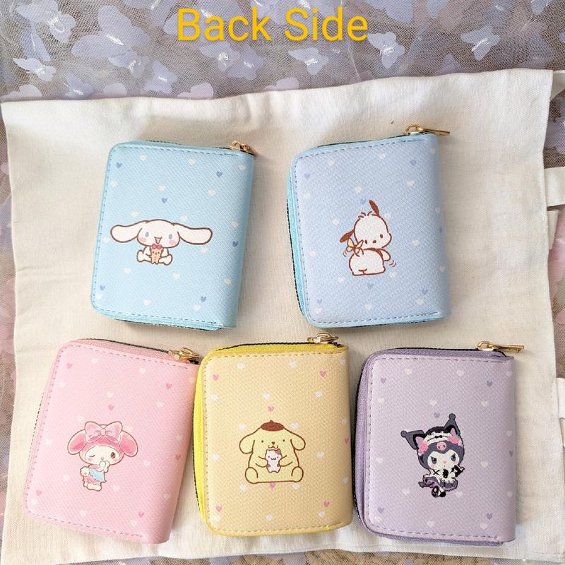 Sanrio Japanese Characters Wallets,Happy Time Wallets, Anime Short Cardholders for Everyday Use, Cinna, Kuro, Pochac, Melody