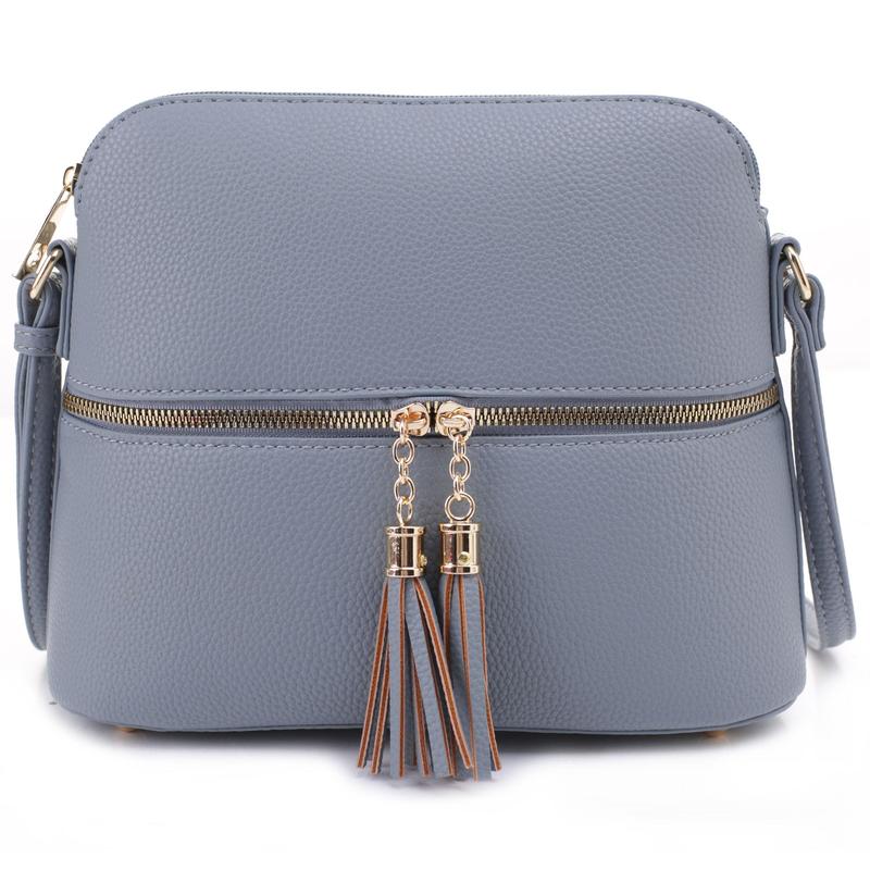 SG SUGU Lunar Lightweight Medium Dome Crossbody Bag with Double Tassels