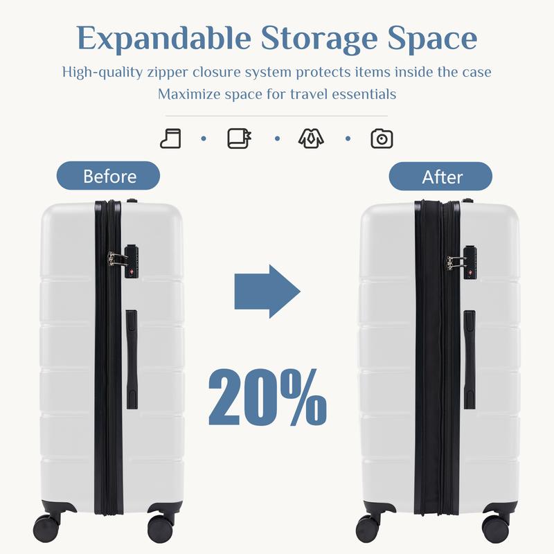 FurniChic Haven Hardside Lightweight Roller Suitcase with Spinner Wheels, Expandable Design - Perfect for Any Type of Flooring