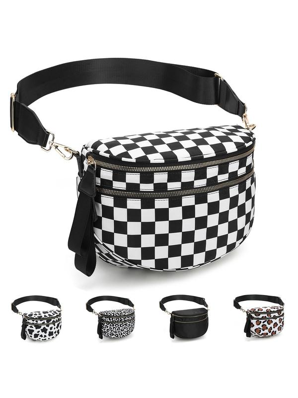 Women's Cow Print Fanny Pack, Large Capacity Multi-pocket Zipper Chest Bag, Trendy All-match Sling Bag for Daily Travel Outdoor