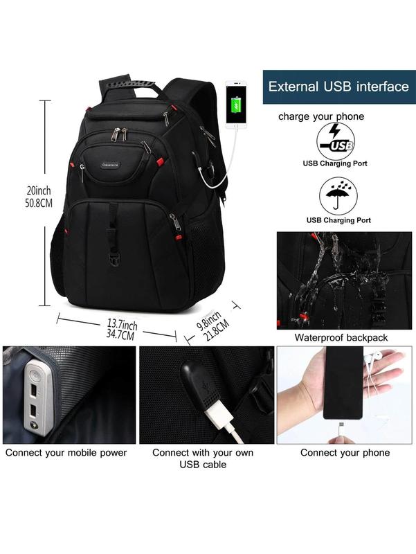 Anti-Theft Waterproof Backpack With Usb Charging Port School Backpack Laptop Bag Rucksack Travel Bag Sport Bag Business Outdoor Hiking Travel Camping Fathers Day Gifts Multi-Functional Dorm Halloween Gifts For Men Fall Christmas Scream Bag For Men Gifts