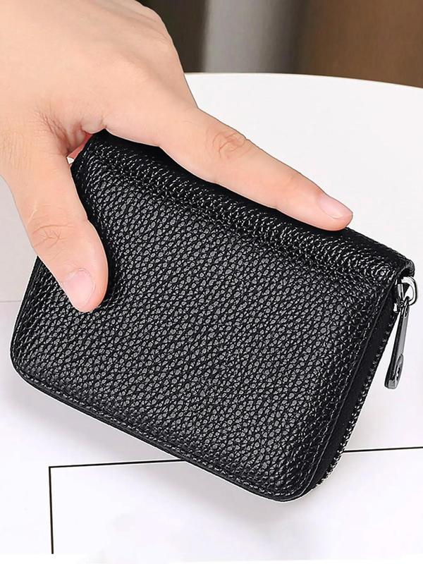 Men's Business Fashion Solid Color Card Holder with Zipper, Vintage Multi-card Slot Card Holder, Casual Versatile PU Leather Short Wallet for Men