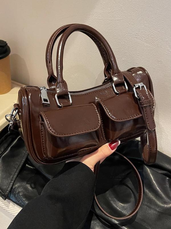 Women's Elegant PU Leather Baguette Bag, Fashionable Multi-pocket Shoulder Bag for Daily Used, Casual Trendy Versatile High-quality Daily Crossbody Bag