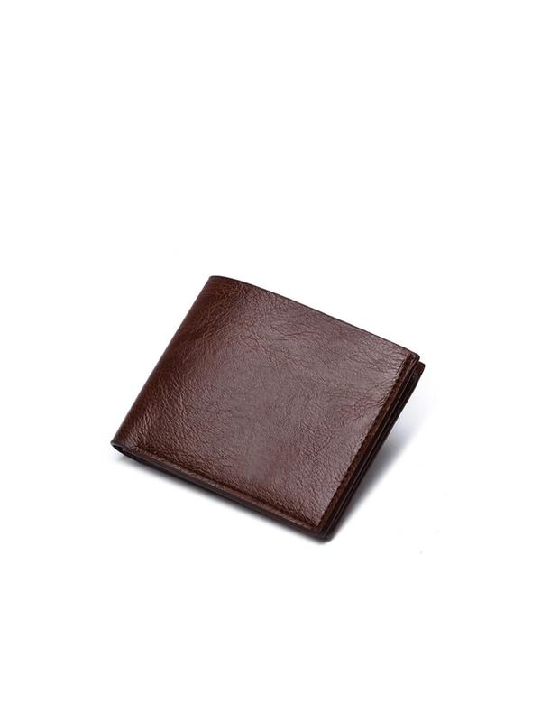 Men's Simple Plain Pu Card Holder, Vintage Casual Business Short Wallet for Daily Used, Portable Bifold Wallet