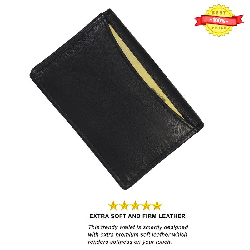 Leatherboss Genuine Leather RFID Card Holder with Expandable Pocket