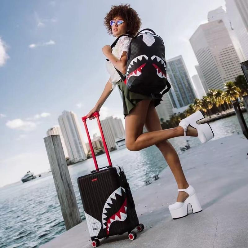 Shark Schoolbag Genuine Leather New Backpack Student Trendy Fashion Shark Mouth Men's and Women's Travel Computer Backpack