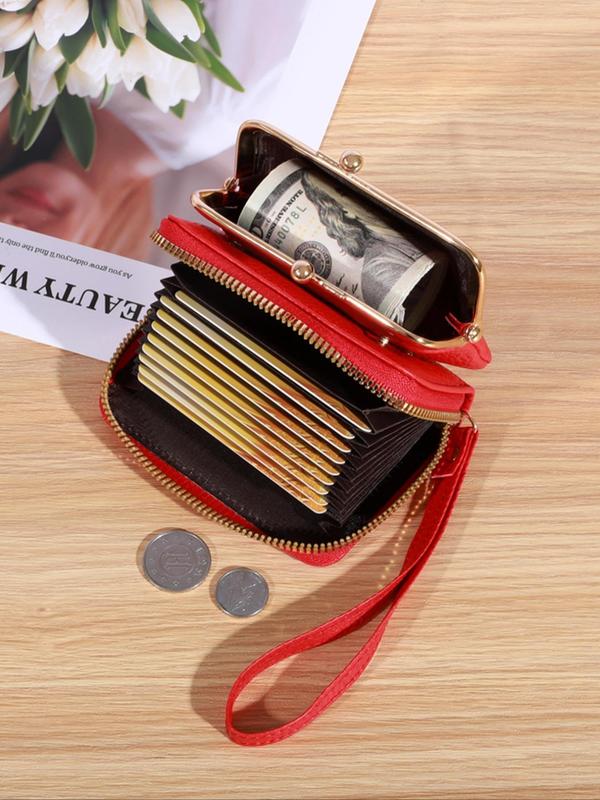 Women's Elegant Zipper Short Wallet, Fashionable PU Leather Coin Purse, Casual Trendy Versatile High-quality Daily Wallet