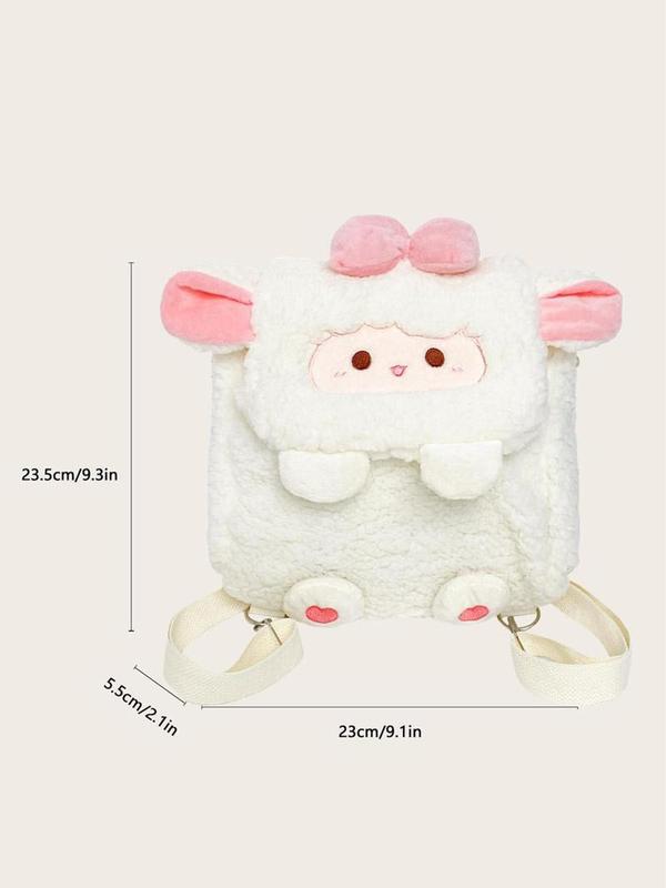 Cute Sheep Design Plush Backpack, Casual Fashion Plush Novelty Bag, Multifunctional Daily Commuting Bag for Women & Girls