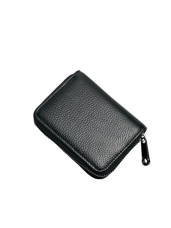 Men's Business Fashion Solid Color Card Holder with Zipper, Vintage Multi-card Slot Card Holder, Casual Versatile PU Leather Short Wallet for Men