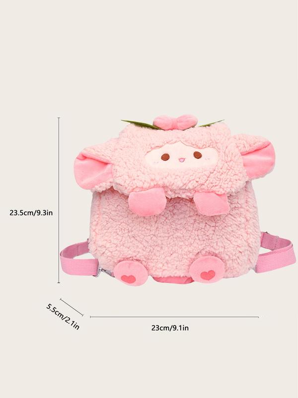 Cute Sheep Design Plush Backpack, Casual Fashion Plush Novelty Bag, Multifunctional Daily Commuting Bag for Women & Girls