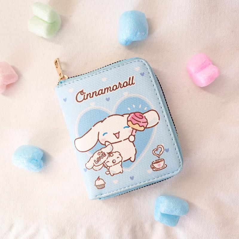 Sanrio Japanese Characters Wallets,Happy Time Wallets, Anime Short Cardholders for Everyday Use, Cinna, Kuro, Pochac, Melody