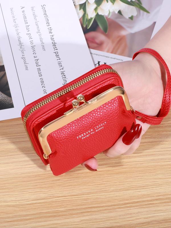 Women's Elegant Zipper Short Wallet, Fashionable PU Leather Coin Purse, Casual Trendy Versatile High-quality Daily Wallet