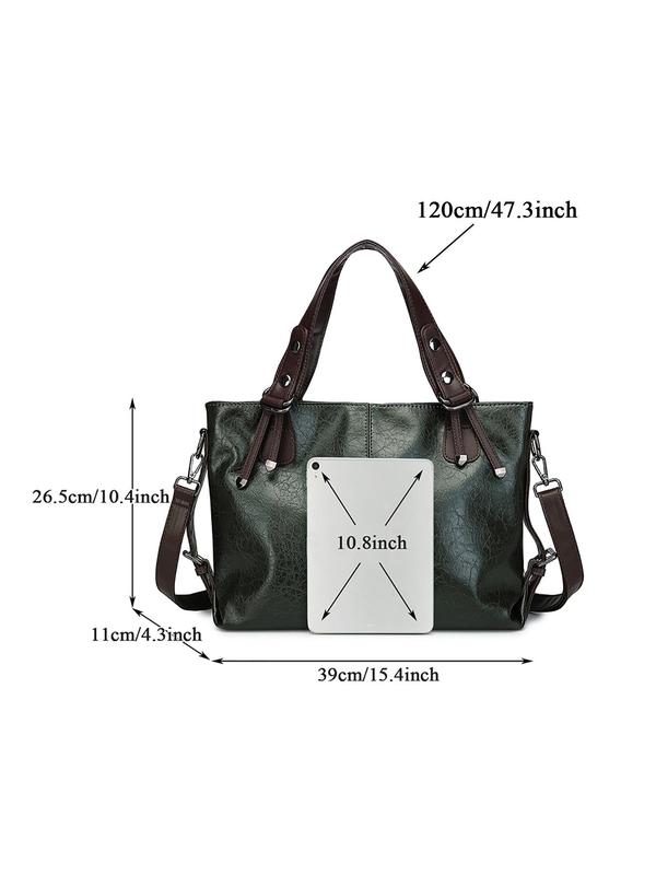 Women's Fashionable Solid Color Textured Handbag, Casual PU Leather Zipper Crossbody Bag for Daily Used, Trendy Versatile High-quality Daily Commuting Bag