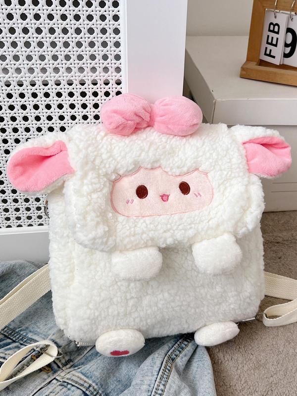 Cute Sheep Design Plush Backpack, Casual Fashion Plush Novelty Bag, Multifunctional Daily Commuting Bag for Women & Girls