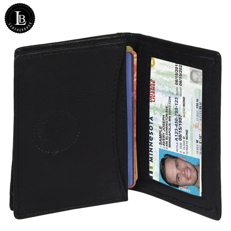 Leatherboss Genuine Leather RFID Card Holder with Expandable Pocket