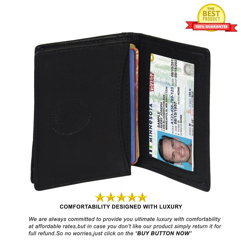 Leatherboss Genuine Leather RFID Card Holder with Expandable Pocket