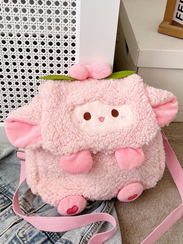 Cute Sheep Design Plush Backpack, Casual Fashion Plush Novelty Bag, Multifunctional Daily Commuting Bag for Women & Girls