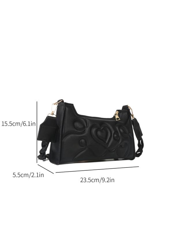 Heart-shaped Quilted Design Shoulder Bag,  Casual Versatile Pu Leather Shoulder Bag with Twist Strap, Female All-match Trendy Bag for Daily Used