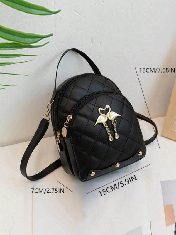 Fashionable Quilted Backpack,  Casual Pu Leather Zipper Backpack for Women & Girls, Casual Trendy Versatile High-quality Daily Commuting Bag